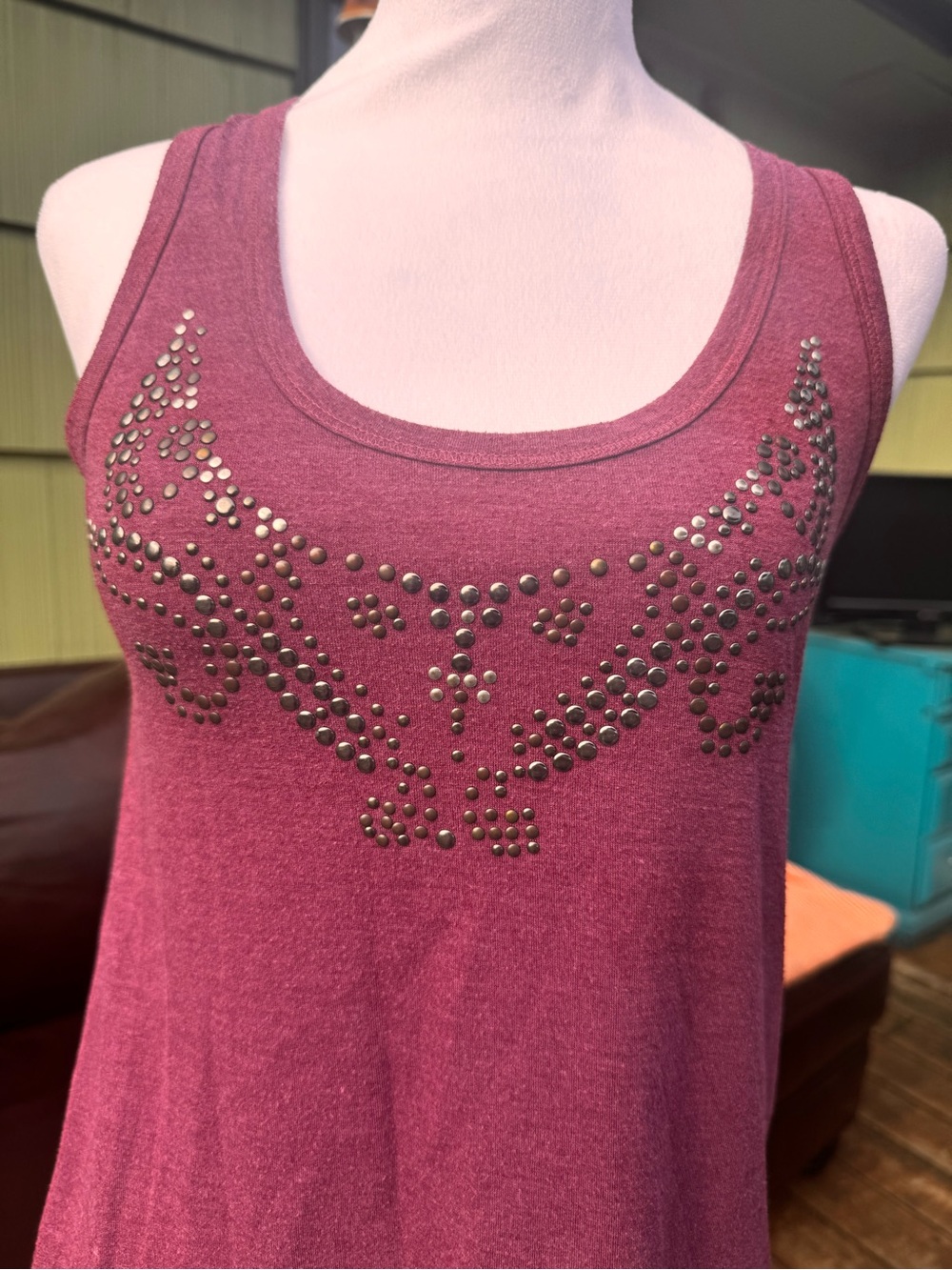 Mossimo Supply Co. Raspberry Tank Top with Silver Stud Detail